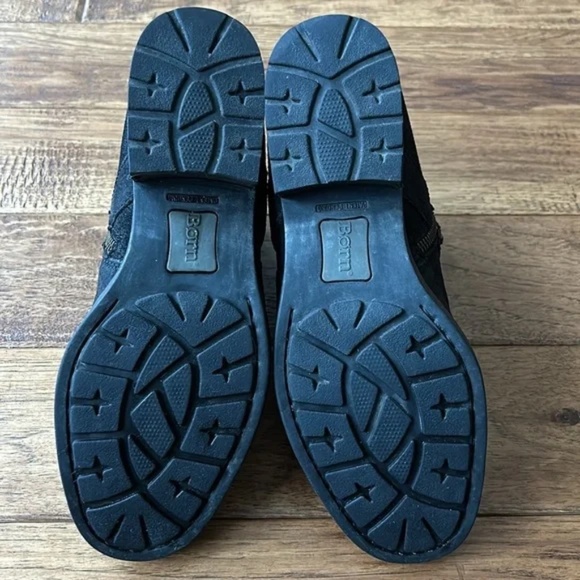 Born Trinculo Leather Ankle Boots Booties Black Buckle Detail Womens Size 7 - Picture 11 of 12